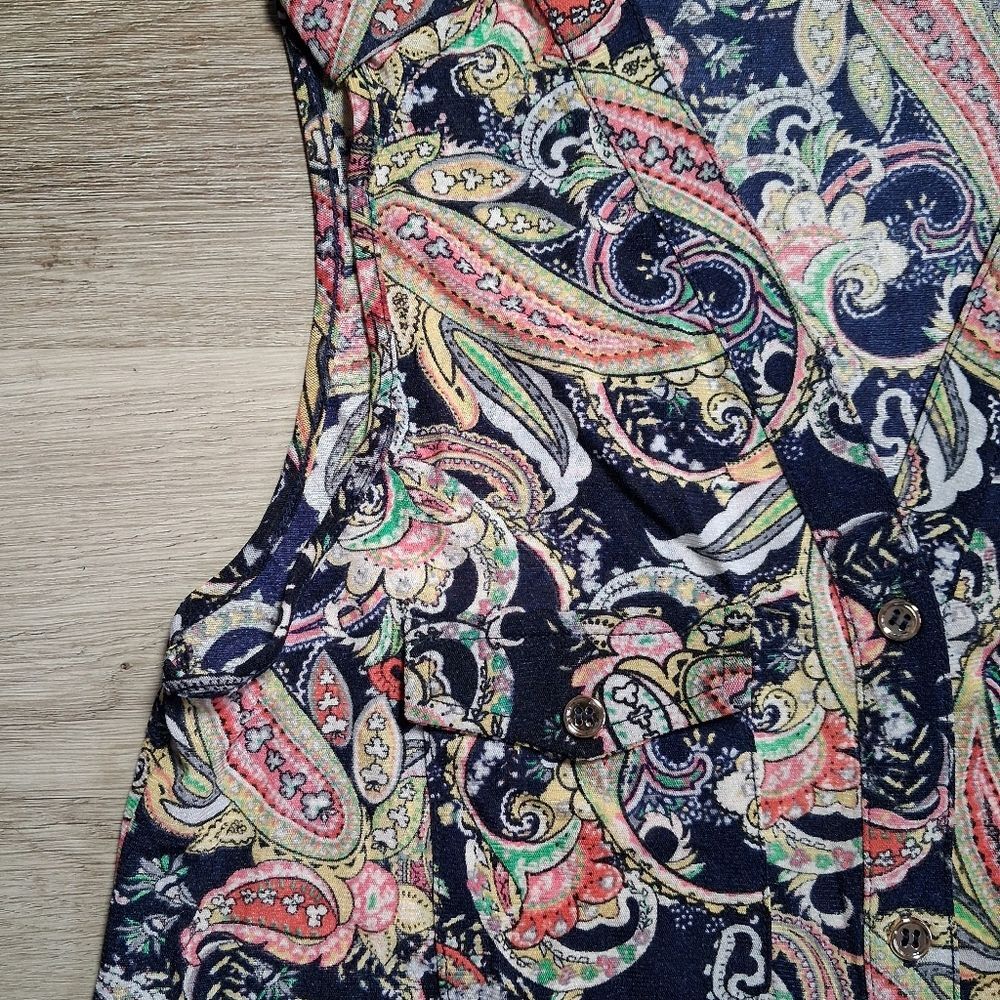 Ember Sleeveless Paisley Blouse Button Down - Picture 4 of 7